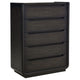 Lina Tall Dresser Chest with 5 Drawers | Integrated H&les | Black Wood