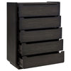 Lina Tall Dresser Chest with 5 Drawers | Integrated H&les | Black Wood
