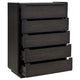 Lina Tall Dresser Chest with 5 Drawers | Integrated H&les | Black Wood