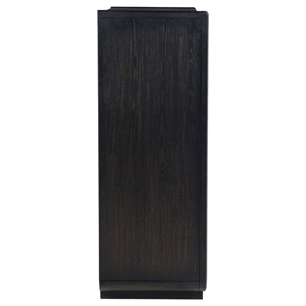 Lina Tall Dresser Chest with 5 Drawers | Integrated H&les | Black Wood