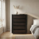 Lina Tall Dresser Chest with 5 Drawers | Integrated H&les | Black Wood