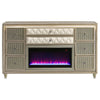 Maren Wide Dresser | 8 Drawers | LED Flame box | Ivory-Camel Velvet