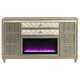 Maren Wide Dresser | 8 Drawers | LED Flame box | Ivory-Camel Velvet
