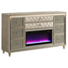 Maren Wide Dresser | 8 Drawers | LED Flame box | Ivory-Camel Velvet
