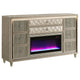 Maren Wide Dresser | 8 Drawers | LED Flame box | Ivory-Camel Velvet