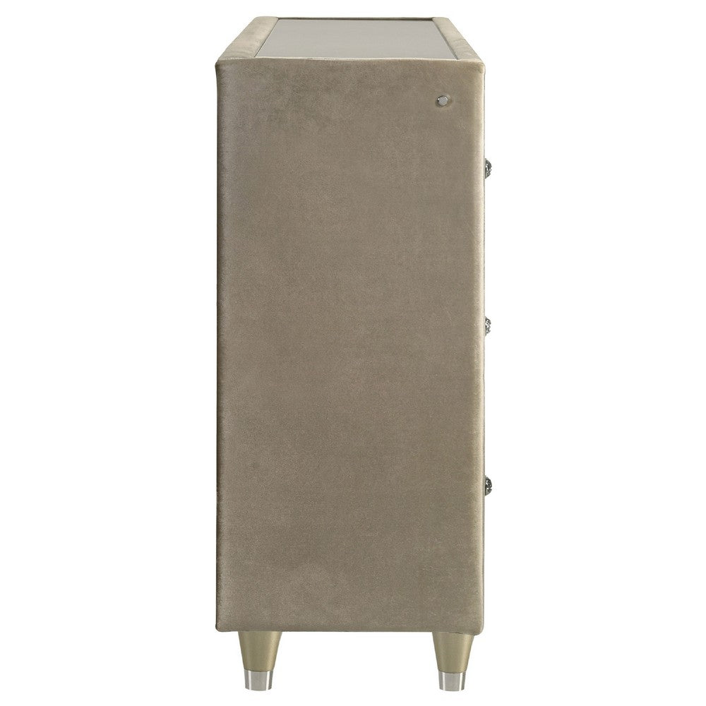 Maren Wide Dresser | 8 Drawers | LED Flame box | Ivory-Camel Velvet