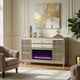Maren Wide Dresser | 8 Drawers | LED Flame box | Ivory-Camel Velvet