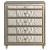 Maren Tall Dresser Chest | 5 Drawers & LED Light | Ivory Tufted Velvet