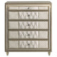 Maren Tall Dresser Chest | 5 Drawers & LED Light | Ivory Tufted Velvet