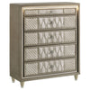 Maren Tall Dresser Chest | 5 Drawers & LED Light | Ivory Tufted Velvet