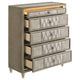 Maren Tall Dresser Chest | 5 Drawers & LED Light | Ivory Tufted Velvet