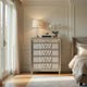 Maren Tall Dresser Chest | 5 Drawers & LED Light | Ivory Tufted Velvet