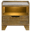 Nolan Nightst& with LED Cubby | Drawer & Marble Top | Brown Wood