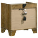 Nolan Nightst& with LED Cubby | Drawer & Marble Top | Brown Wood