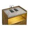 Nolan Nightst& with LED Cubby | Drawer & Marble Top | Brown Wood