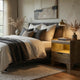Nolan Nightst& with LED Cubby | Drawer & Marble Top | Brown Wood
