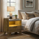 Nolan Nightst& with LED Cubby | Drawer & Marble Top | Brown Wood