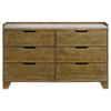 Nolan Wide Dresser with Faux Marble Top | 6 Drawers | Brown Wood
