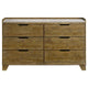 Nolan Wide Dresser with Faux Marble Top | 6 Drawers | Brown Wood