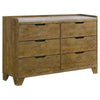 Nolan Wide Dresser with Faux Marble Top | 6 Drawers | Brown Wood