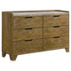 Nolan Wide Dresser with Faux Marble Top | 6 Drawers | Brown Wood