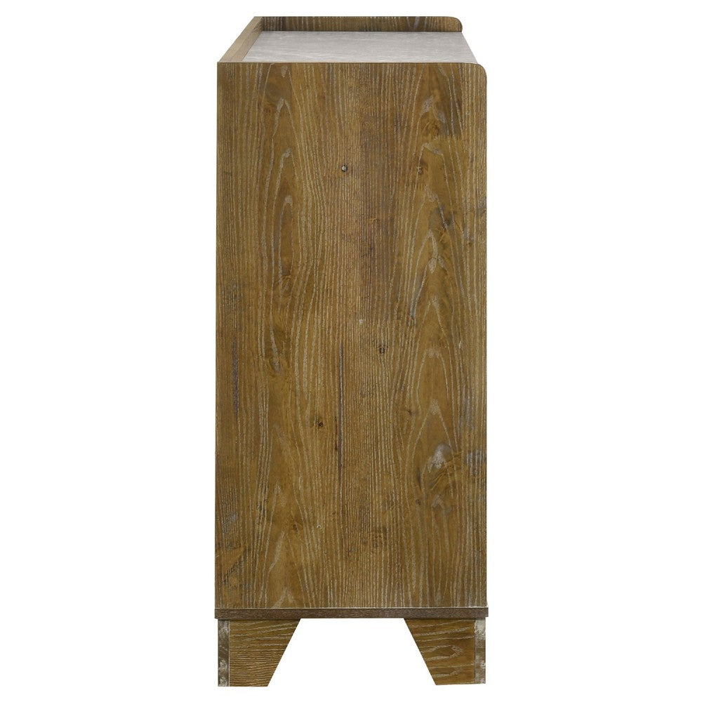 Nolan Wide Dresser with Faux Marble Top | 6 Drawers | Brown Wood
