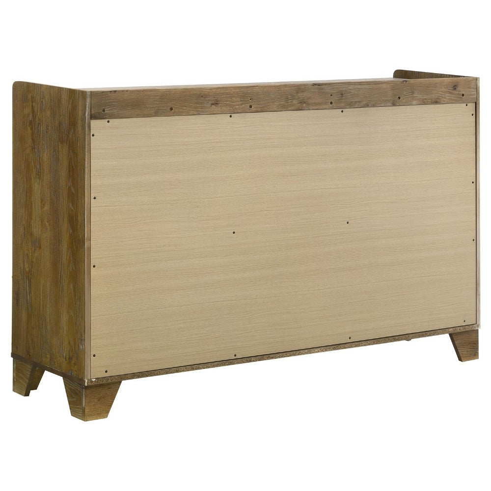 Nolan Wide Dresser with Faux Marble Top | 6 Drawers | Brown Wood
