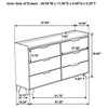 Nolan Wide Dresser with Faux Marble Top | 6 Drawers | Brown Wood