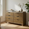 Nolan Wide Dresser with Faux Marble Top | 6 Drawers | Brown Wood