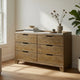 Nolan Wide Dresser with Faux Marble Top | 6 Drawers | Brown Wood