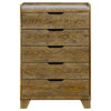 Nolan Tall Dresser Chest with Faux Marble Top | 5 Drawers | Brown Wood