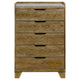 Nolan Tall Dresser Chest with Faux Marble Top | 5 Drawers | Brown Wood