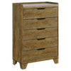Nolan Tall Dresser Chest with Faux Marble Top | 5 Drawers | Brown Wood