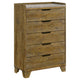 Nolan Tall Dresser Chest with Faux Marble Top | 5 Drawers | Brown Wood