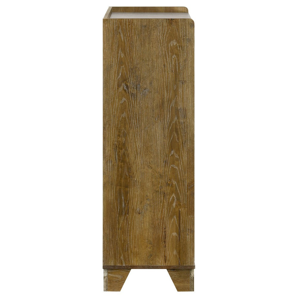 Nolan Tall Dresser Chest with Faux Marble Top | 5 Drawers | Brown Wood