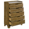 Nolan Tall Dresser Chest with Faux Marble Top | 5 Drawers | Brown Wood