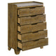 Nolan Tall Dresser Chest with Faux Marble Top | 5 Drawers | Brown Wood