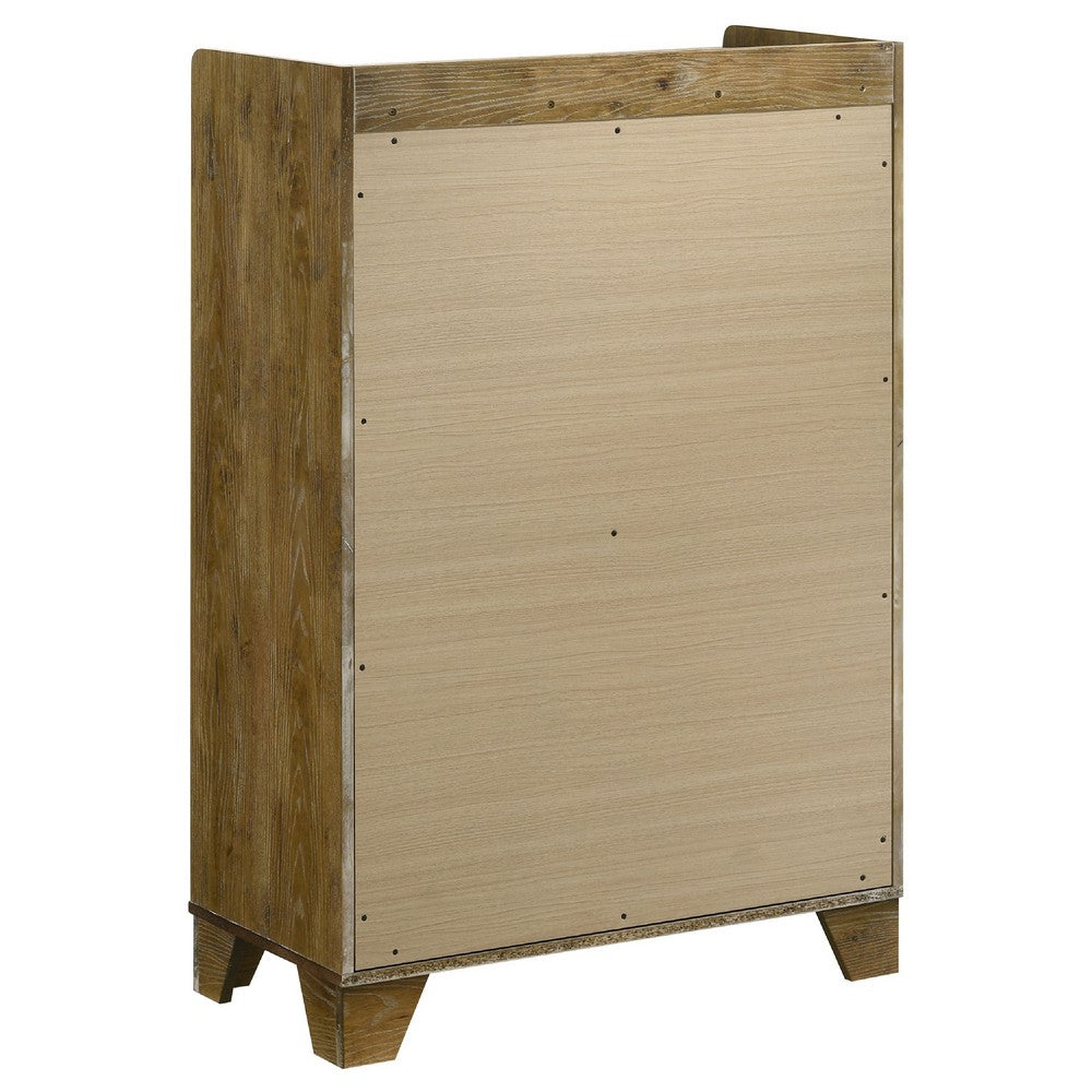 Nolan Tall Dresser Chest with Faux Marble Top | 5 Drawers | Brown Wood