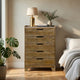 Nolan Tall Dresser Chest with Faux Marble Top | 5 Drawers | Brown Wood