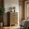 Nolan Tall Dresser Chest with Faux Marble Top | 5 Drawers | Brown Wood