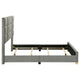 Orion Queen Panel Bed with Gold Trim | Wood Frame | Gray Chaneled Fabric