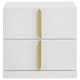 Orion Nightst& with 2 Drawers | Gold Metal Pulls | White Gloss Wood