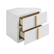 Orion Nightst& with 2 Drawers | Gold Metal Pulls | White Gloss Wood