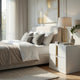 Orion Nightst& with 2 Drawers | Gold Metal Pulls | White Gloss Wood