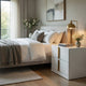 Orion Nightst& with 2 Drawers | Gold Metal Pulls | White Gloss Wood