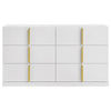 Orion Wide Dresser with 6 Drawers | Gold H&les | Glossy White Wood