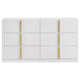 Orion Wide Dresser with 6 Drawers | Gold H&les | Glossy White Wood