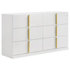 Orion Wide Dresser with 6 Drawers | Gold H&les | Glossy White Wood