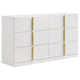 Orion Wide Dresser with 6 Drawers | Gold H&les | Glossy White Wood
