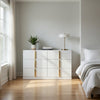 Orion Wide Dresser with 6 Drawers | Gold H&les | Glossy White Wood